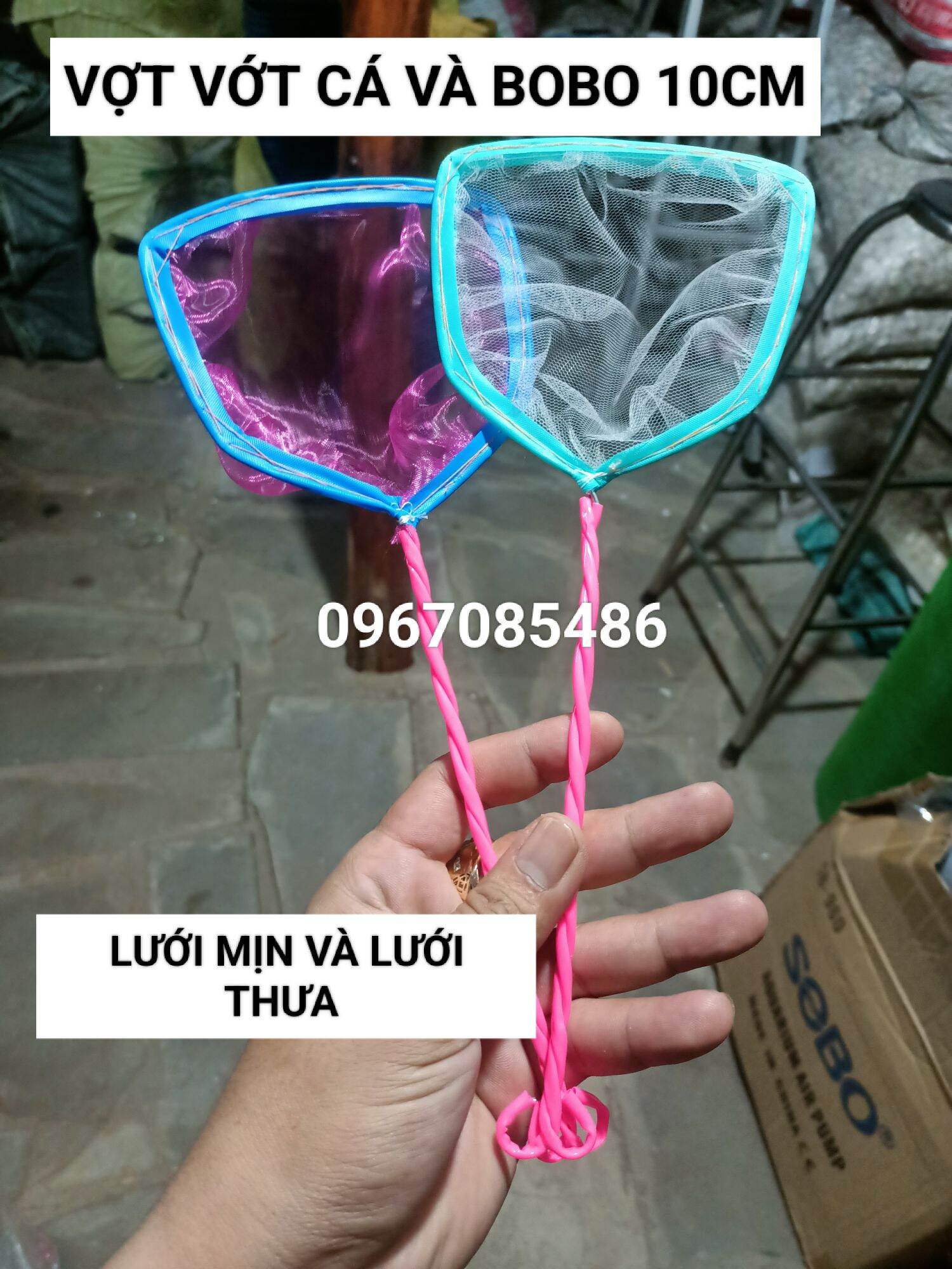 Vợt vớt cá 10cm lưới mịn và thưa , vợt bobo , lăng quăng , cá nhỏ