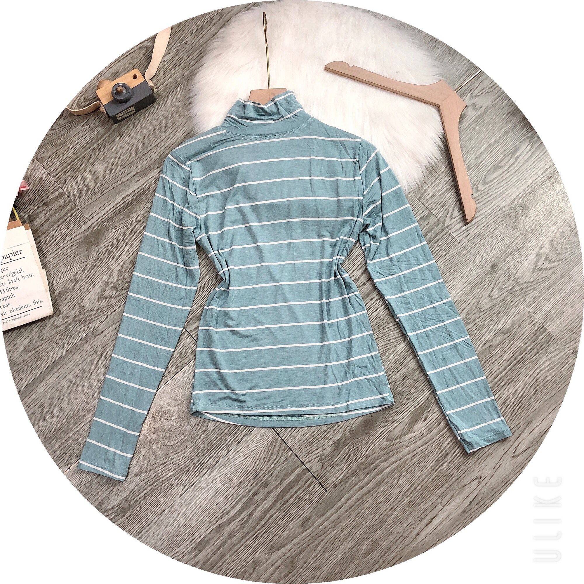 Combo 3 áo thun body tay dài sọc cổ lọ