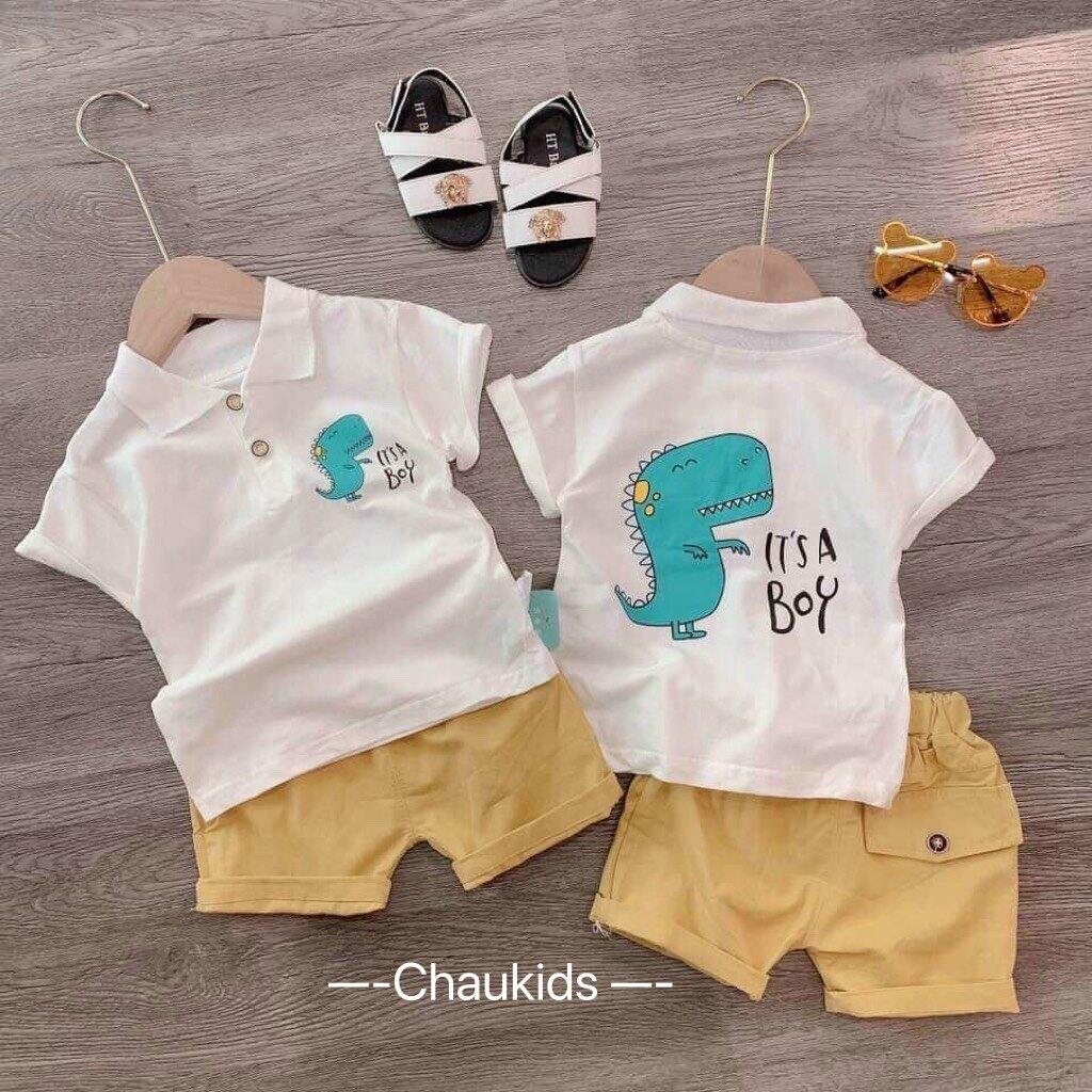 Set bộ đồ in hình khủng long siêu cute cho bé