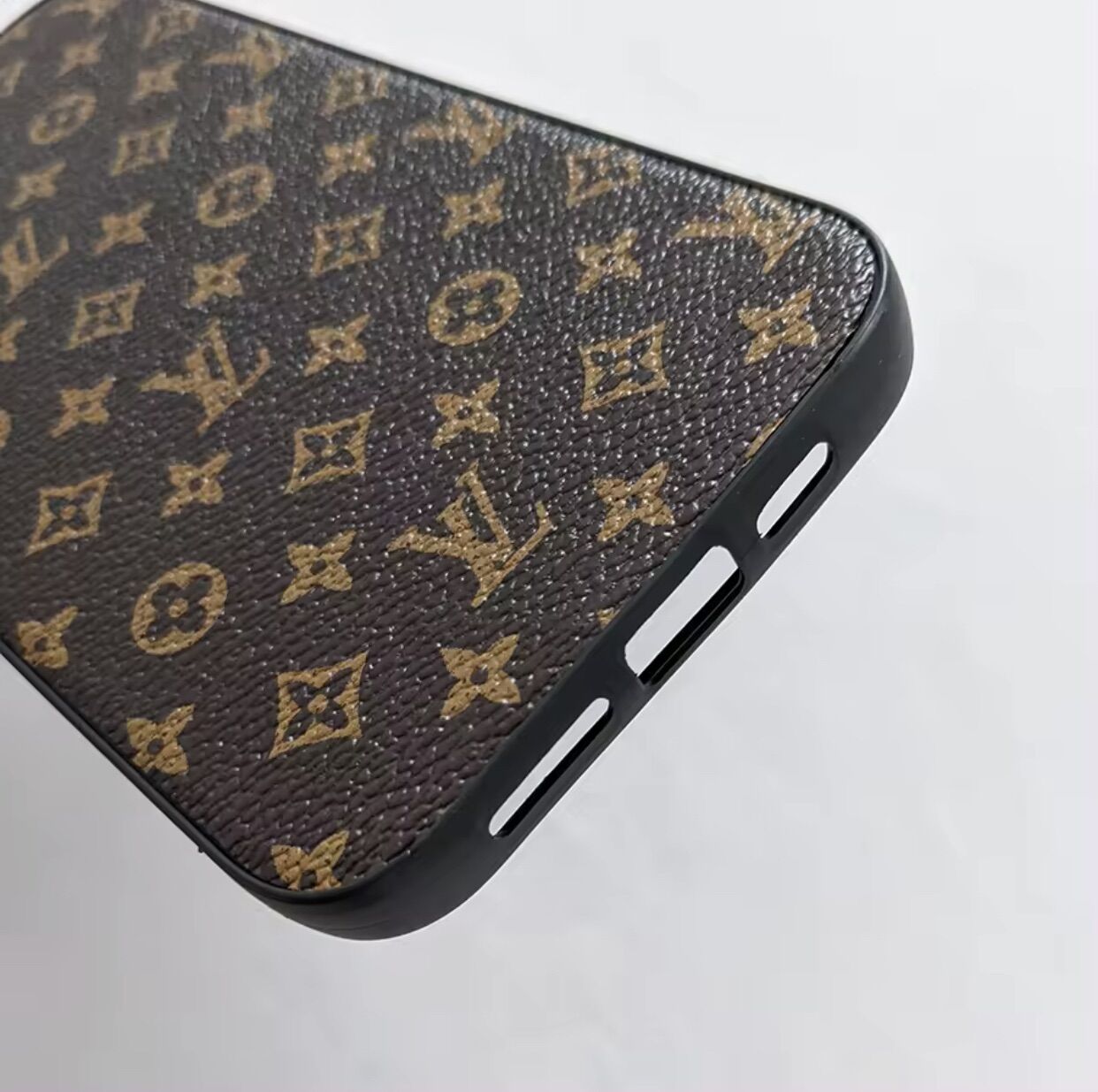 LV texture leather back phone case for iPhone protection plastic mobile phone