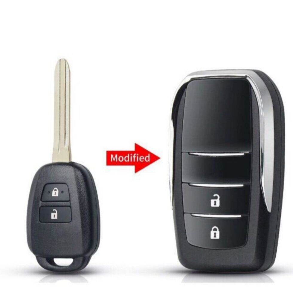 Vỏ chìa khóa độ gập toyota 2 nút ( đời 2015 - 2019 ) xe Camry , Vios , Innova , Fortune , Yaris , Corolla , Hilux