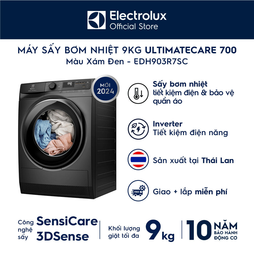 [MỚI] Máy Sấy Bơm Nhiệt Electrolux 9kg UltimateCare 700 EDH903R7SC Inverter - Free Giao lắp