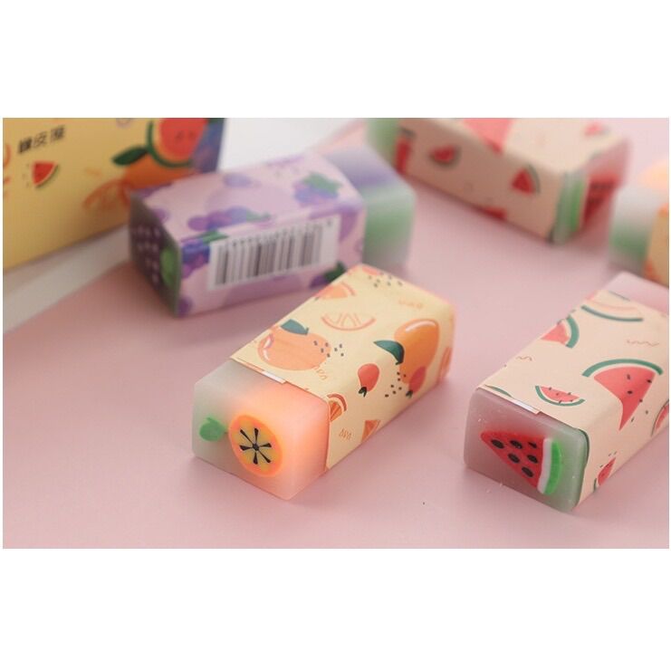 Combo 2 cục gôm tẩy bút chì hình trái cây, khủng long