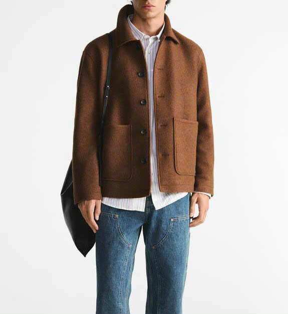 Áo khoác dạ nam Zara authentic SYNTHETIC WOOL WITH POCKETS size S