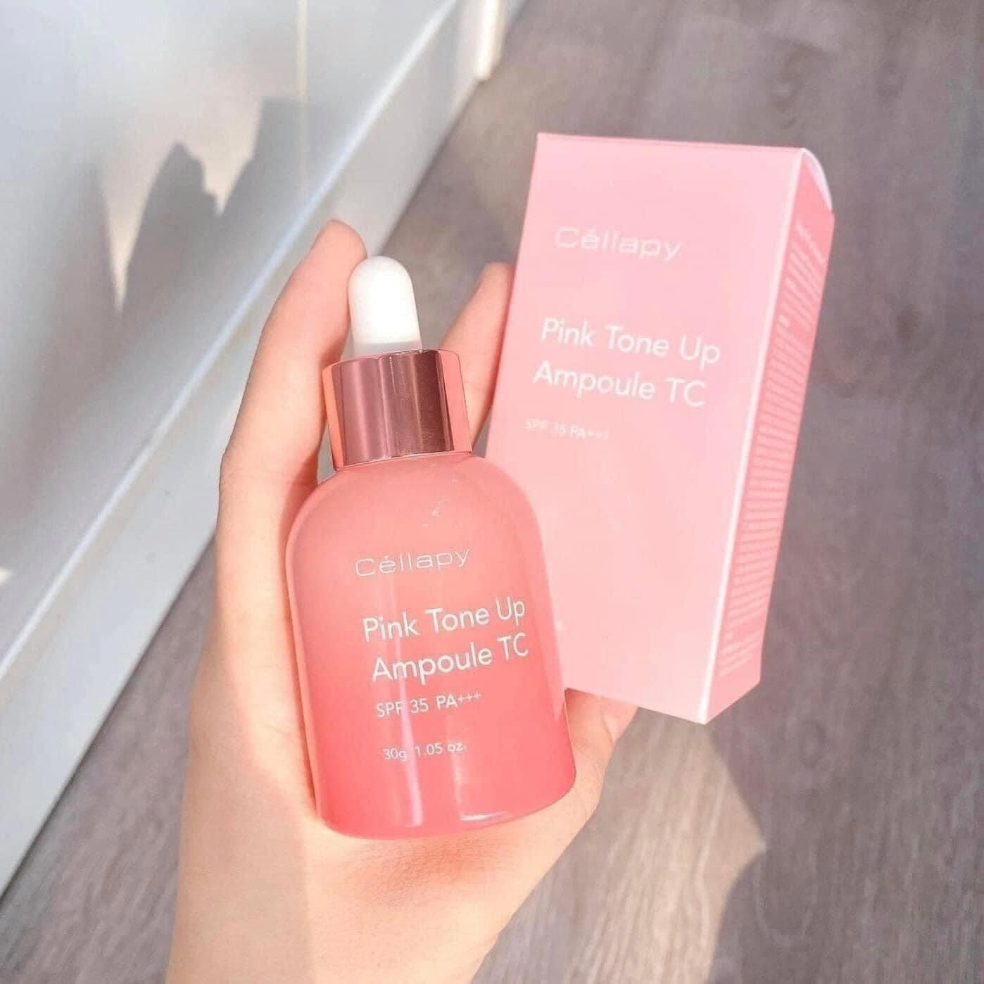 Sẻum dưỡng trắng , chống lão hoá và phục hồi da Cellapy Pink Tone Up Ampoule spf50+