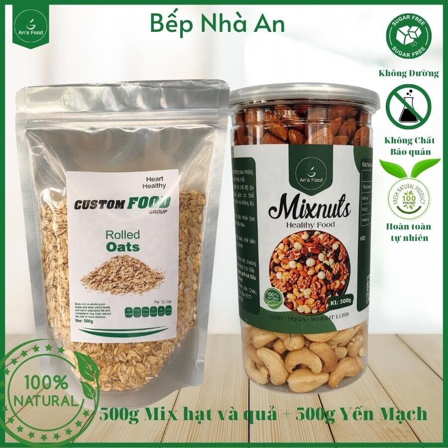 Combo làm granola 1kg siêu hạt và Yến mạch