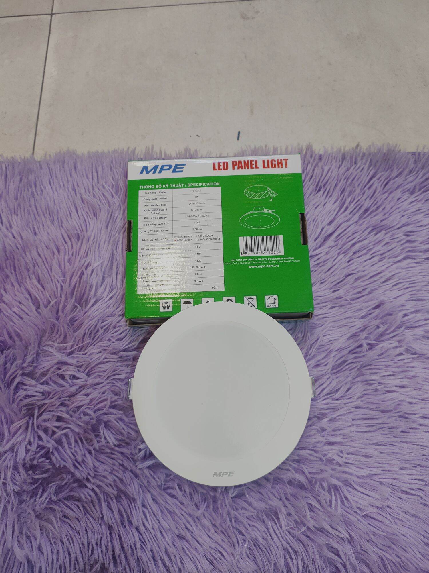 Đèn led âm trần mpe d125/145mm-9w