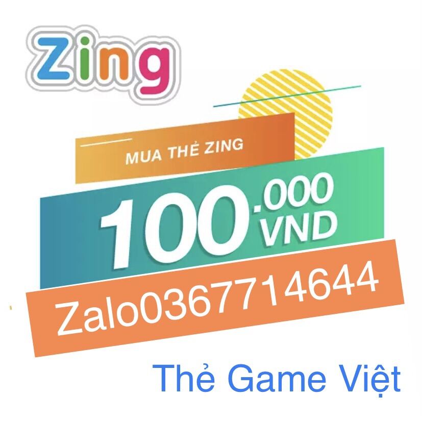 Thẻ Zing 100k (combo2thẻ nhận mã siêu tốc 30s,k vận chuyển)