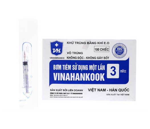 Bơm kim tiêm ống chích sử dụng 1 lần 1cc, 3cc, 5cc, 10cc (Bơm Tiêm Vô Trùng Vinahankook)