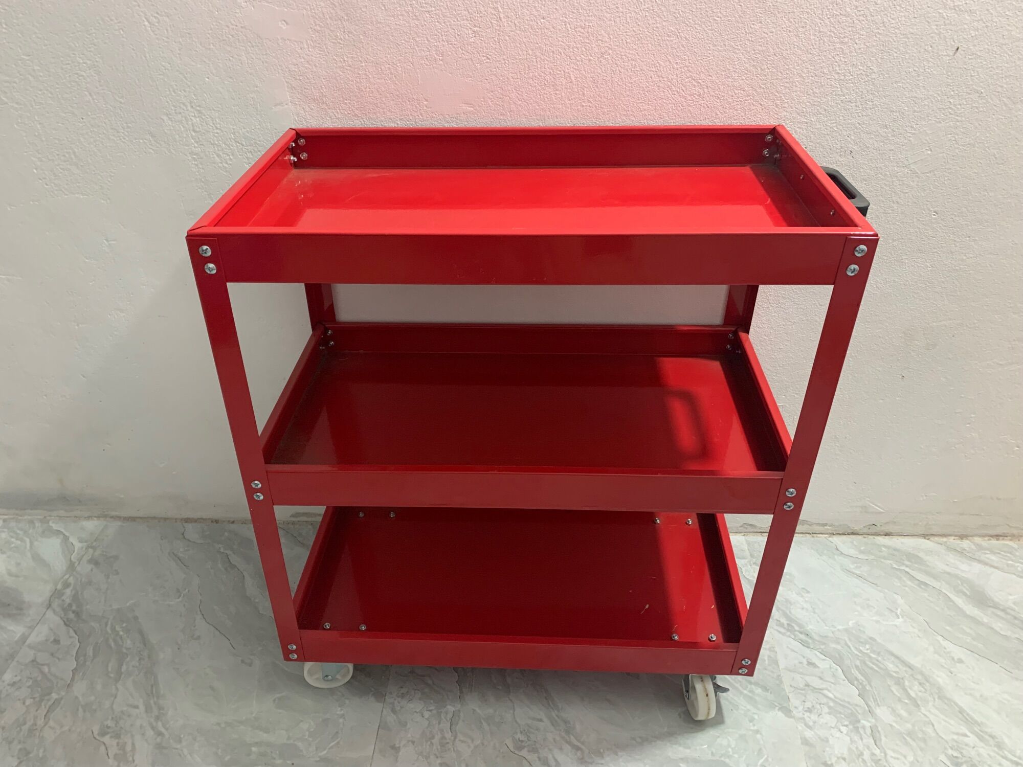 Xe đẩy đồ nghề, dụng cụ sửa chữa 3 tầng có bánh xe xoay 360 độ di chuyển tiện lợi, dễ dàng