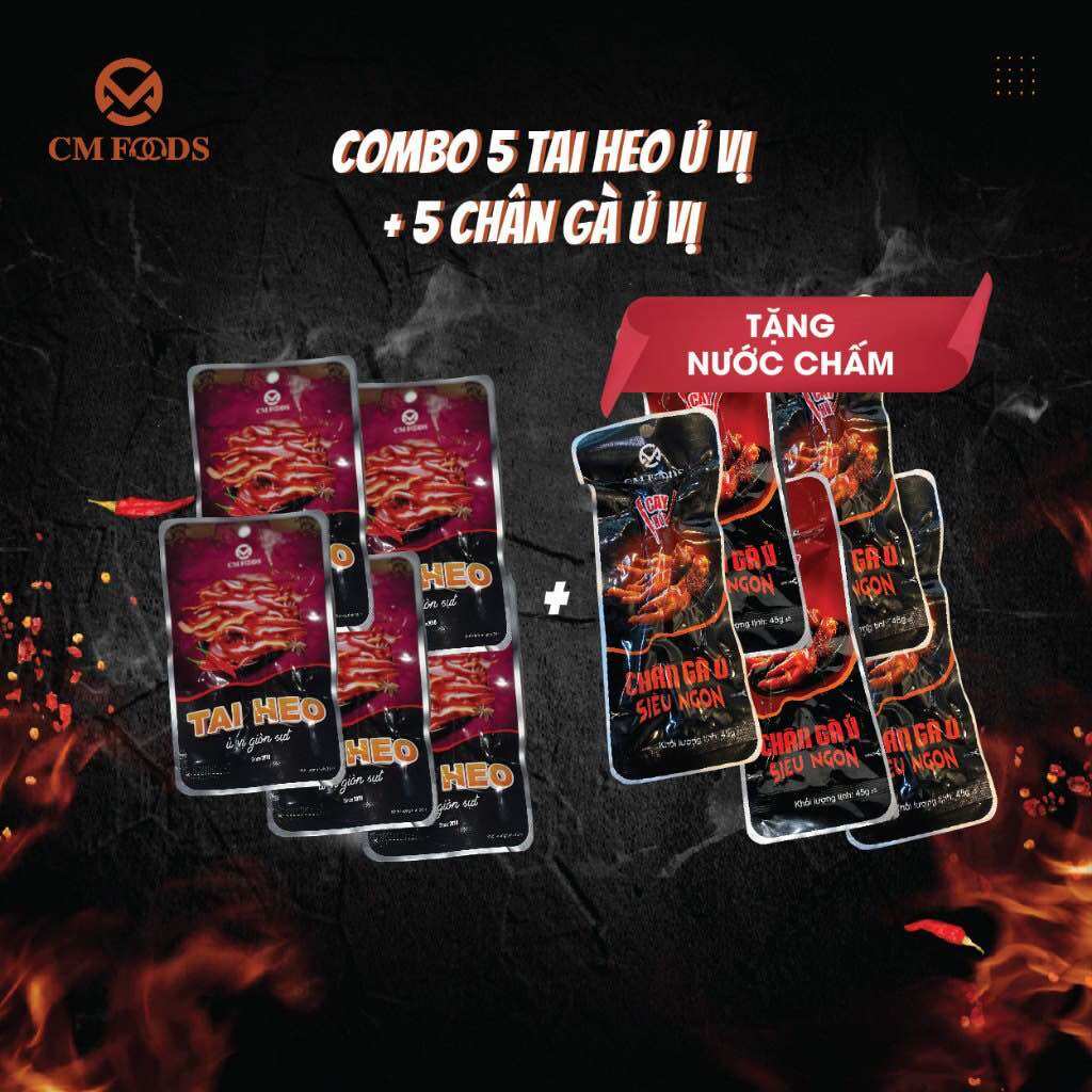 Combo 10 chân gà ủ vị - chân gà rút xương - tai heo ủ vị việt nam]cmfoods combo 9 chân gà ủ vị siêu ngon + siêu to 40g