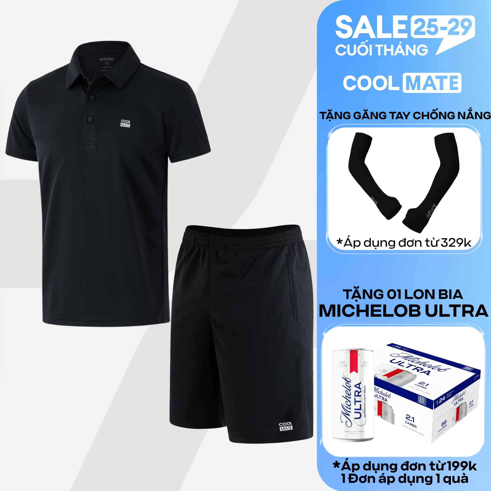 [TẶNG QUÀ ĐƠN TỪ 329K]Set đồ, bộ thể thao nam tập Gym, Pickleball ProMax S1 Áo Polo + Quần shorts mềm mại, thoáng khí, nhanh khô logo Coolmate
