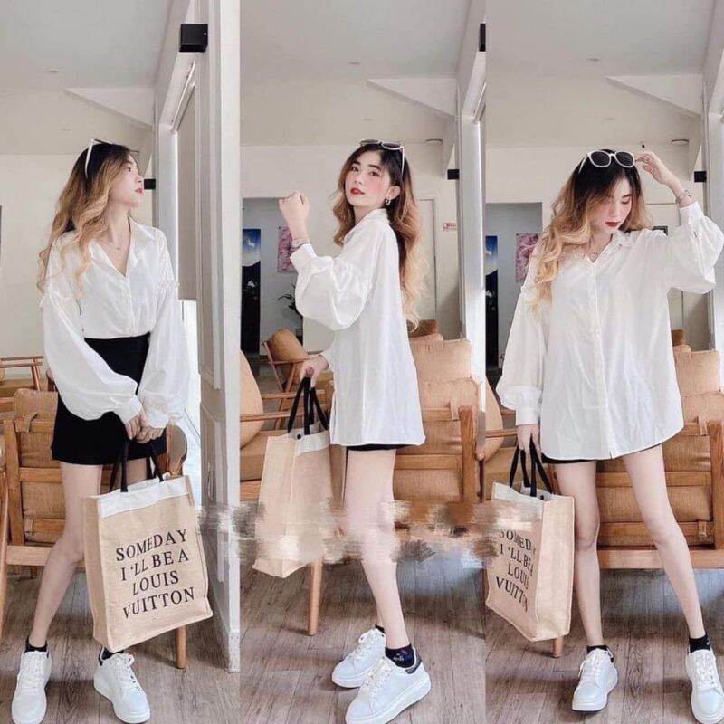 [HCM]Áo sơ mi tay phồng siêu hot