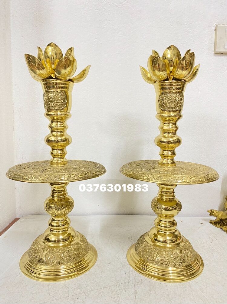 Đôi chân nến bằng đồng cao 37cm