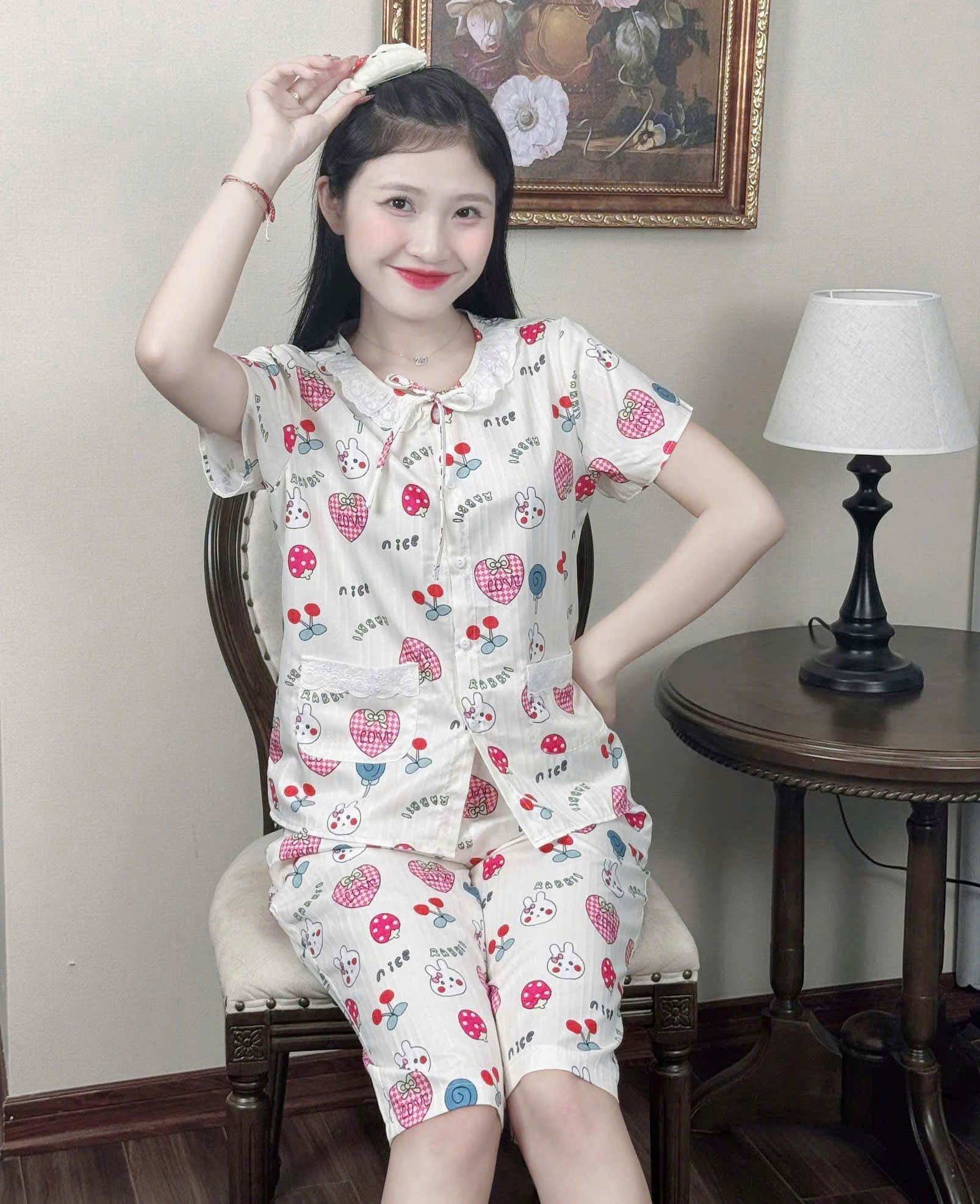 Đồ bộ mặc nhà xinh chất lụa hàn