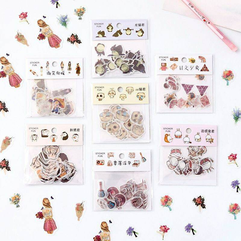 Random Set 32 sticker washi dán trang trí sổ nhật ký