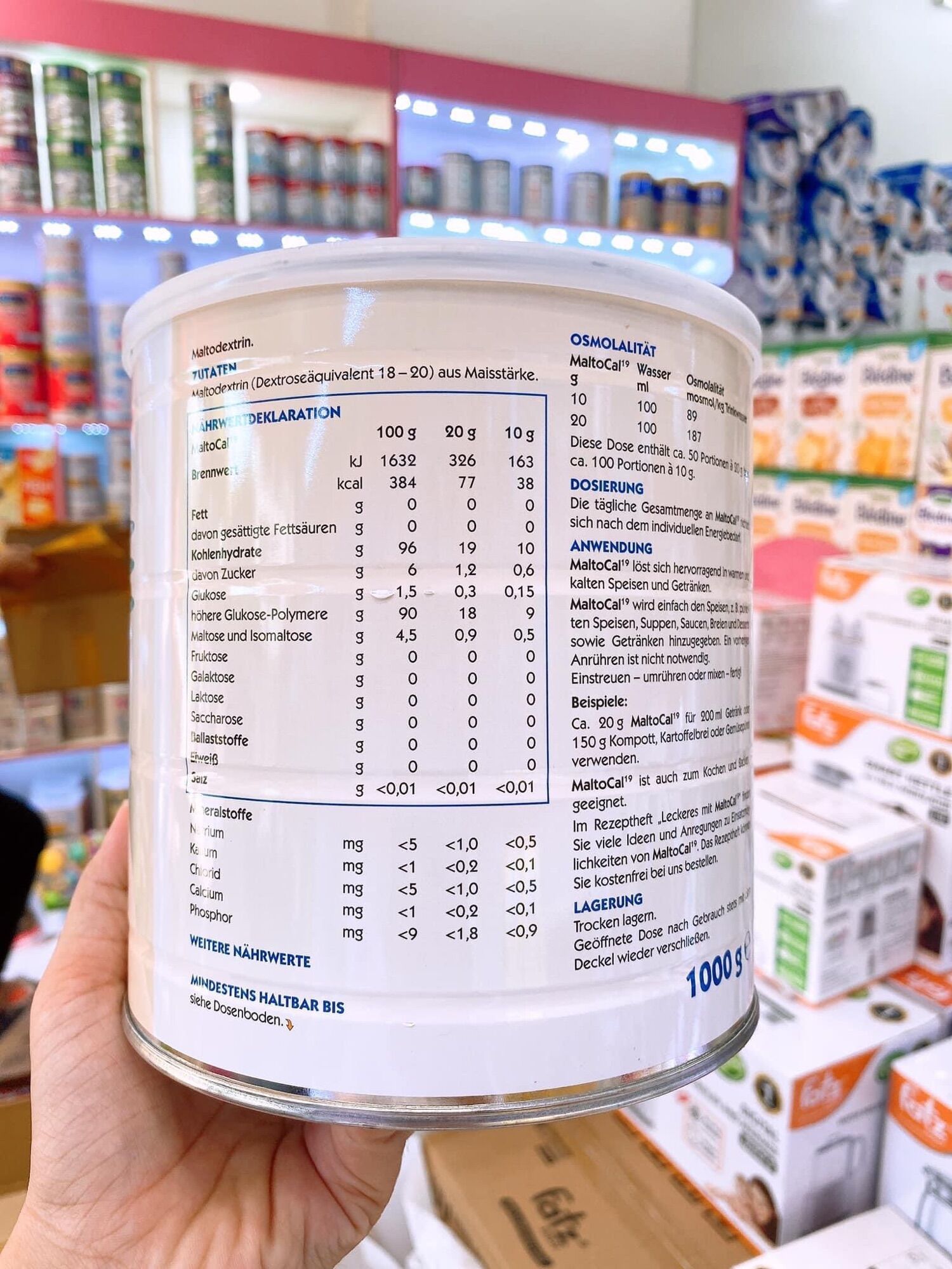 Bột tăng cân maltocal 19 đức hộp 1kg