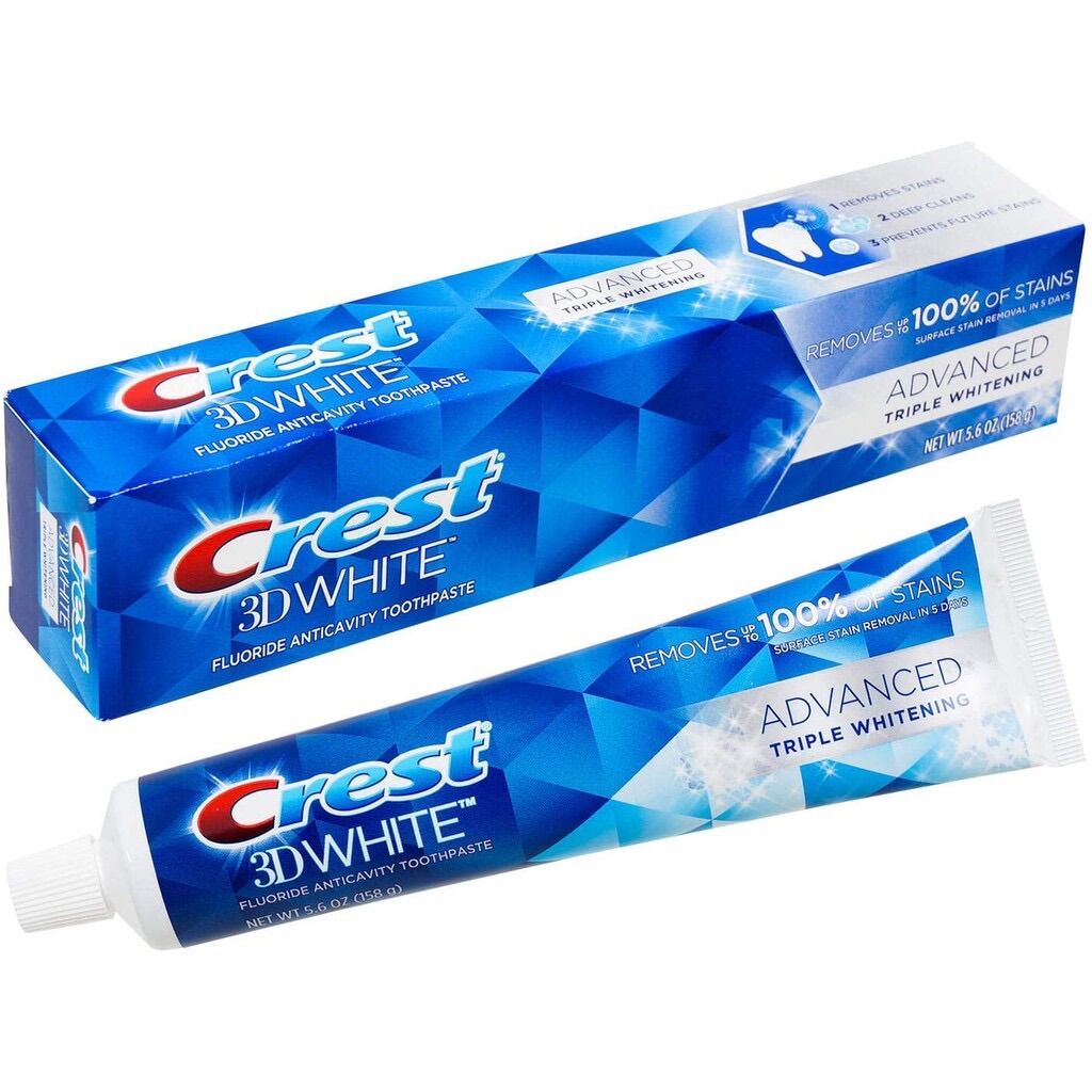 Kem đánh răng crest 3d white advanced triple whitening 147g