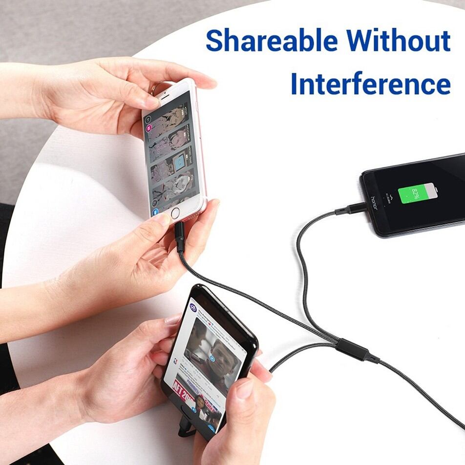 Cáp sạc 3 đầu Type C , Lightning , Micro USB siêu bền