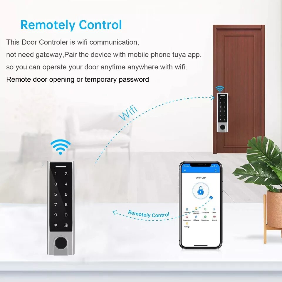 Đầu đọc vân tay Tuya Smart Wifi Control cho cửa kiểm soát