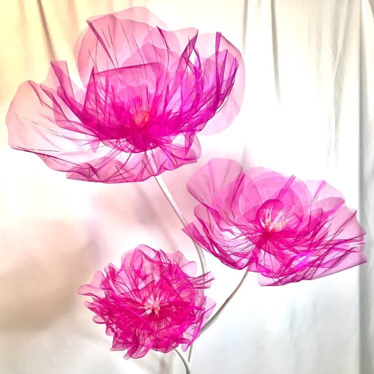 Combo nguyên liệu làm trụ hoa voan 3 hoa lớn size 50cm