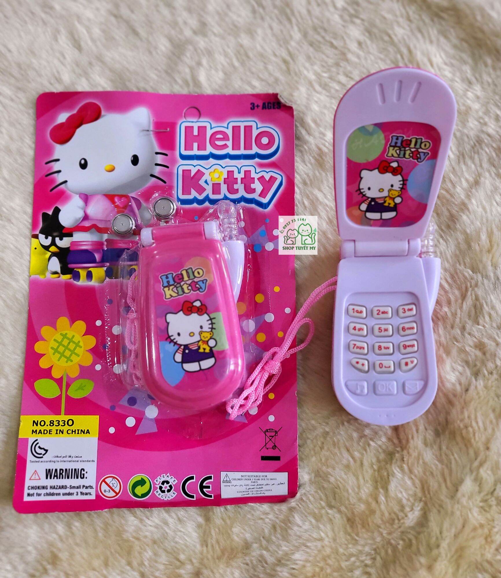 (sẵn pin)Đồ chơi điện thoại nắp gập dùng pin cho bé gái màu hồng.