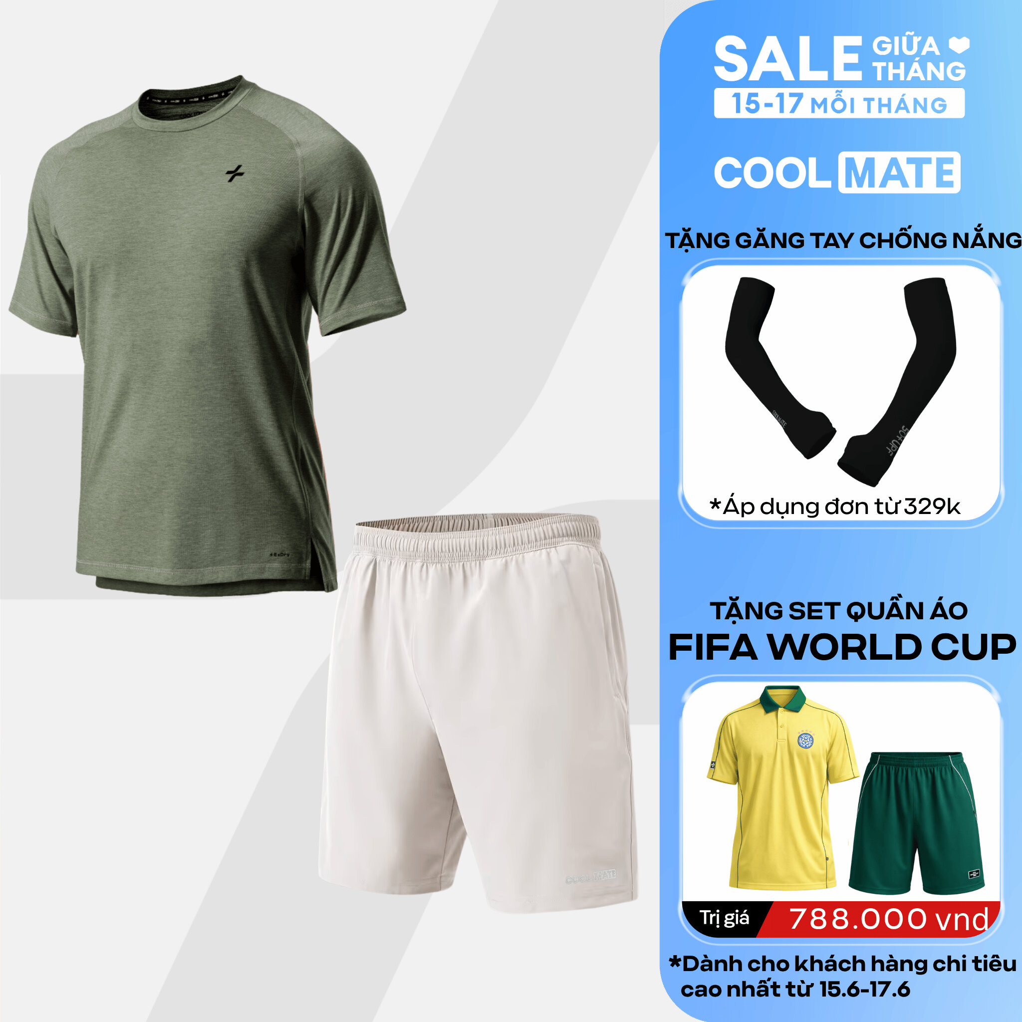 [TẶNG QUÀ ĐƠN TỪ 329K]Set thể thao Áo thun Training Comfort và shorts 7inch đa năng nhanh khô, thoáng khí, set tập gym co giãn tốt Coolmate