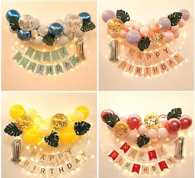 Set bóng trang trí sinh nhật đơn giản cho bé