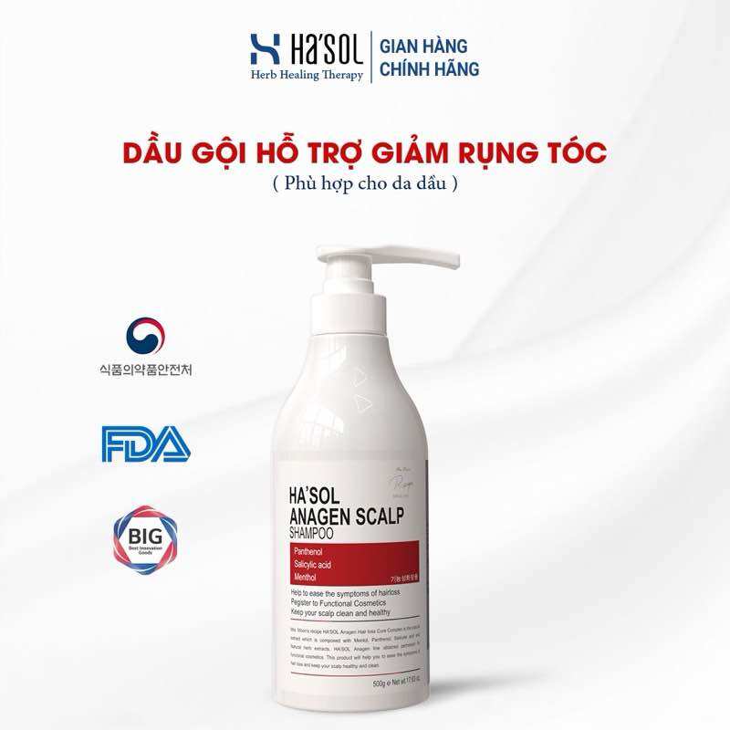  Dầu Gội Kích Mọc Tóc Nhanh Chóng Giảm Rụng Tóc Cho Tóc Rụng Mỏng Và Yếu Ha'sol Anagen Scalp Shampoo 500g 