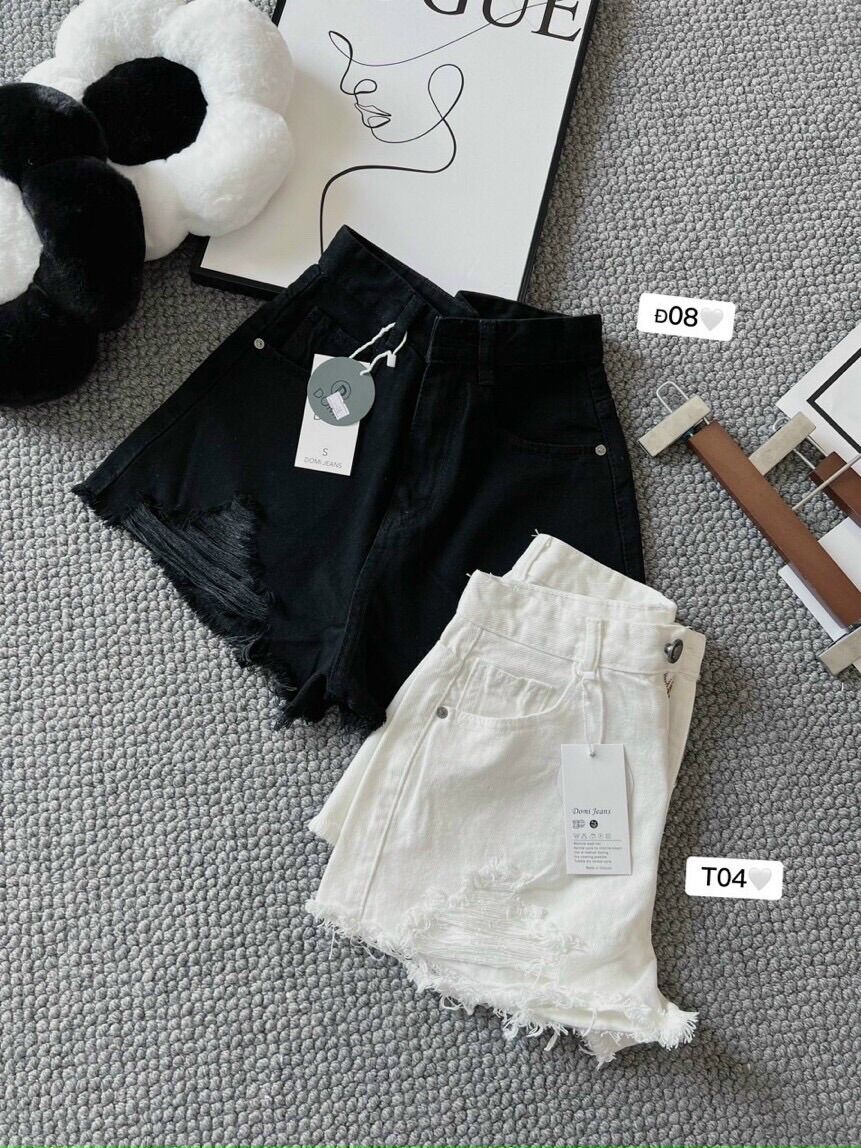 Quần short nữ lưng cao cào rách đùi
