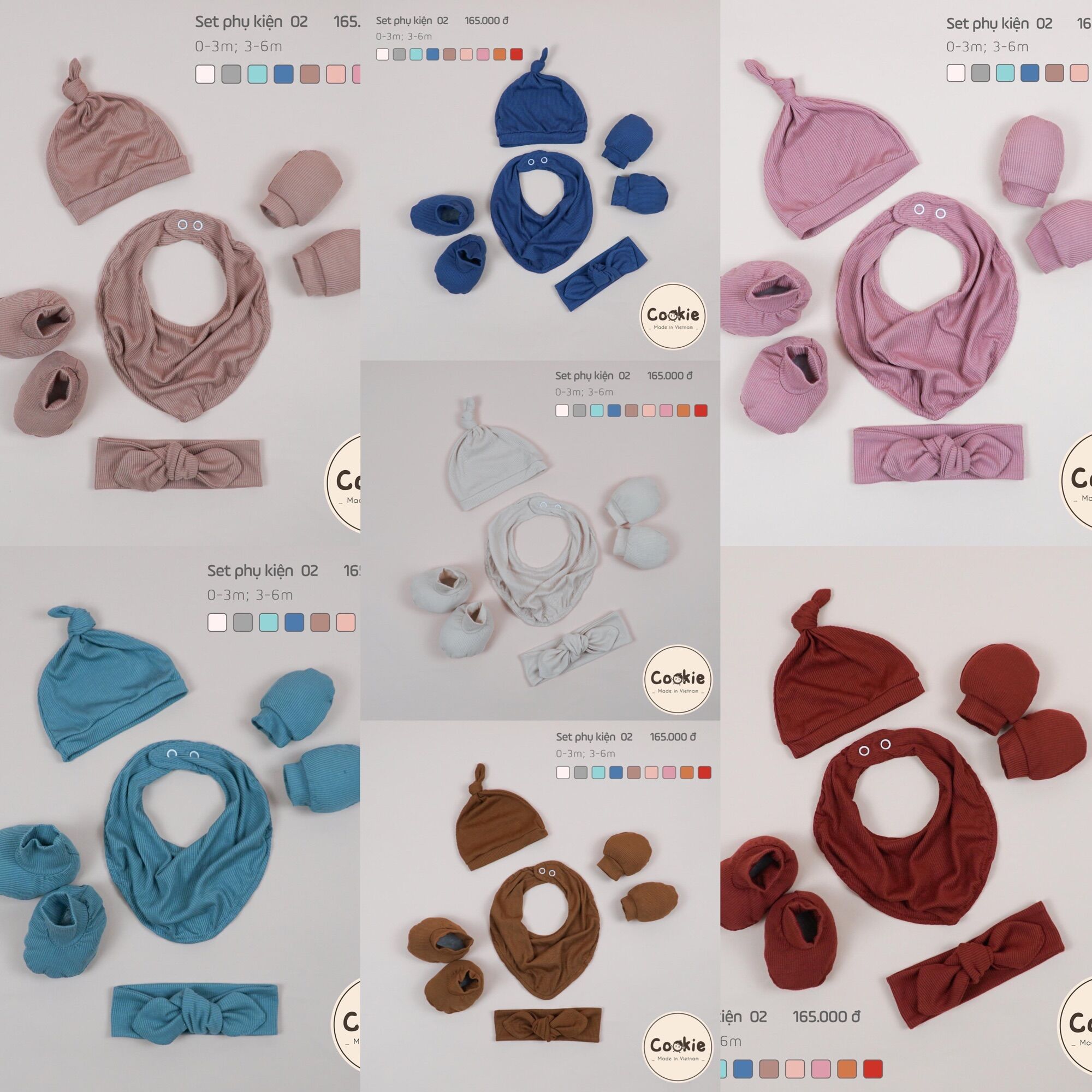 SET MŨ,BAO TAY CHÂN,YẾM, TURBAN COOKIE SƠ SINH