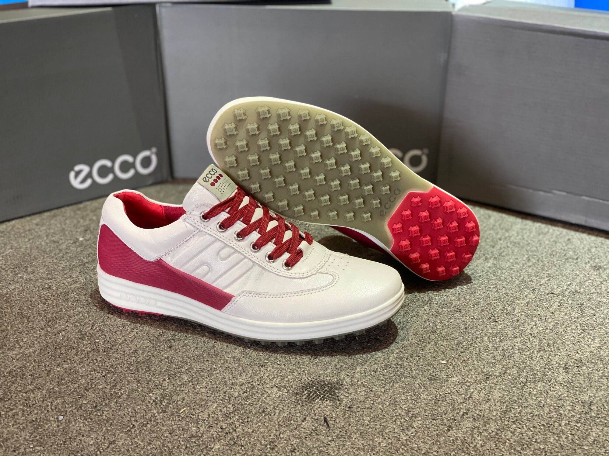 Giày golf nam ecco m golf evo one-white/red