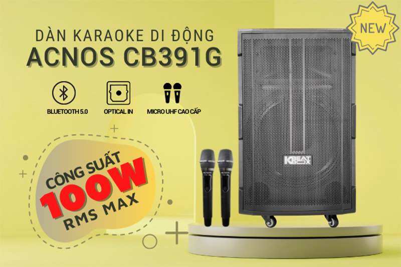 Loa kéo acnos kbeatbox cb391g bluetooth loa gỗ bass 4 tấc - chính hãng acnos