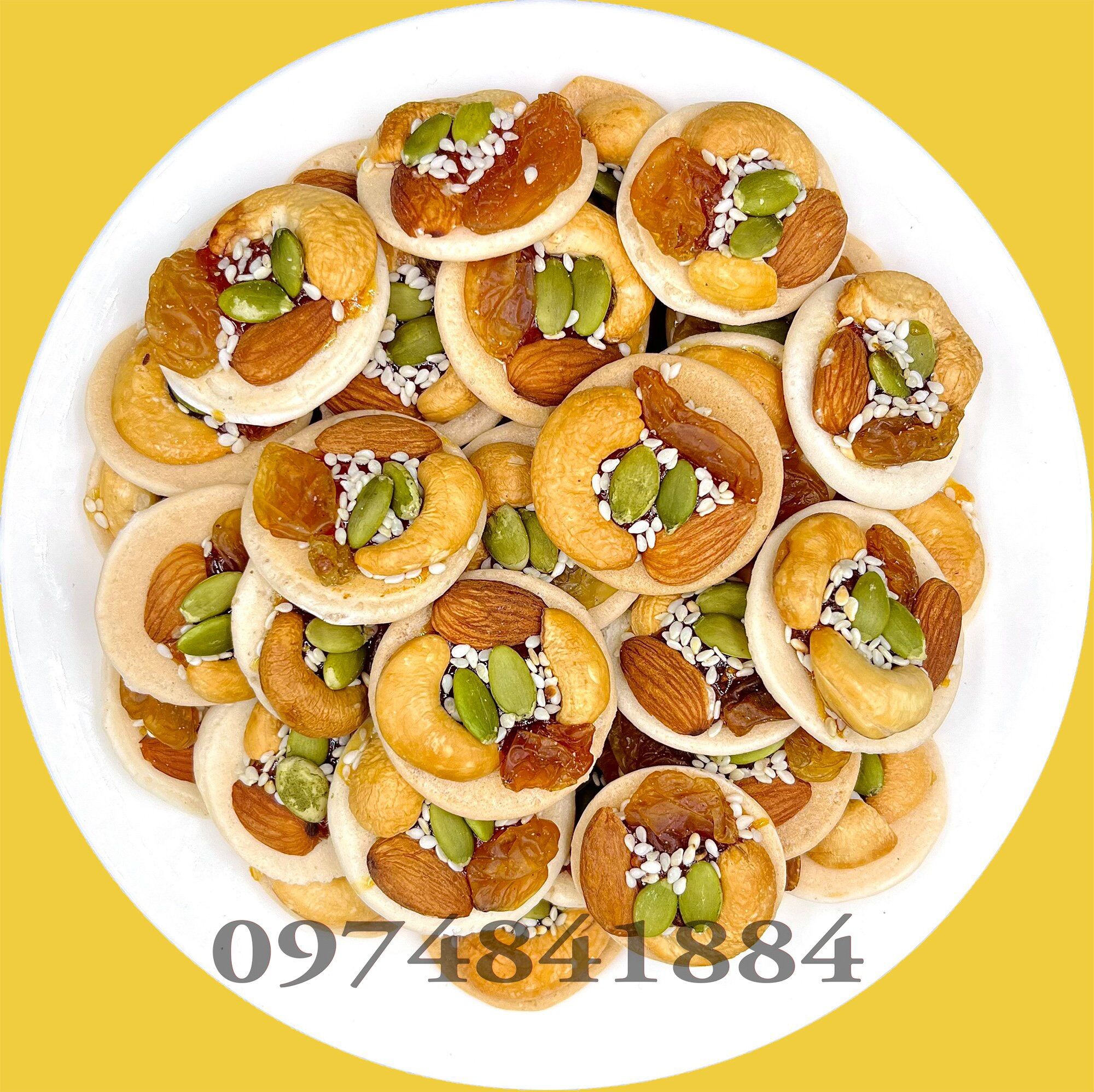 500g bánh đồng tiền mix các loại hạt (hạt điều hạnh nhân nho mè hạt bí)) - đồ ăn vặt - bách hóa online uy tín