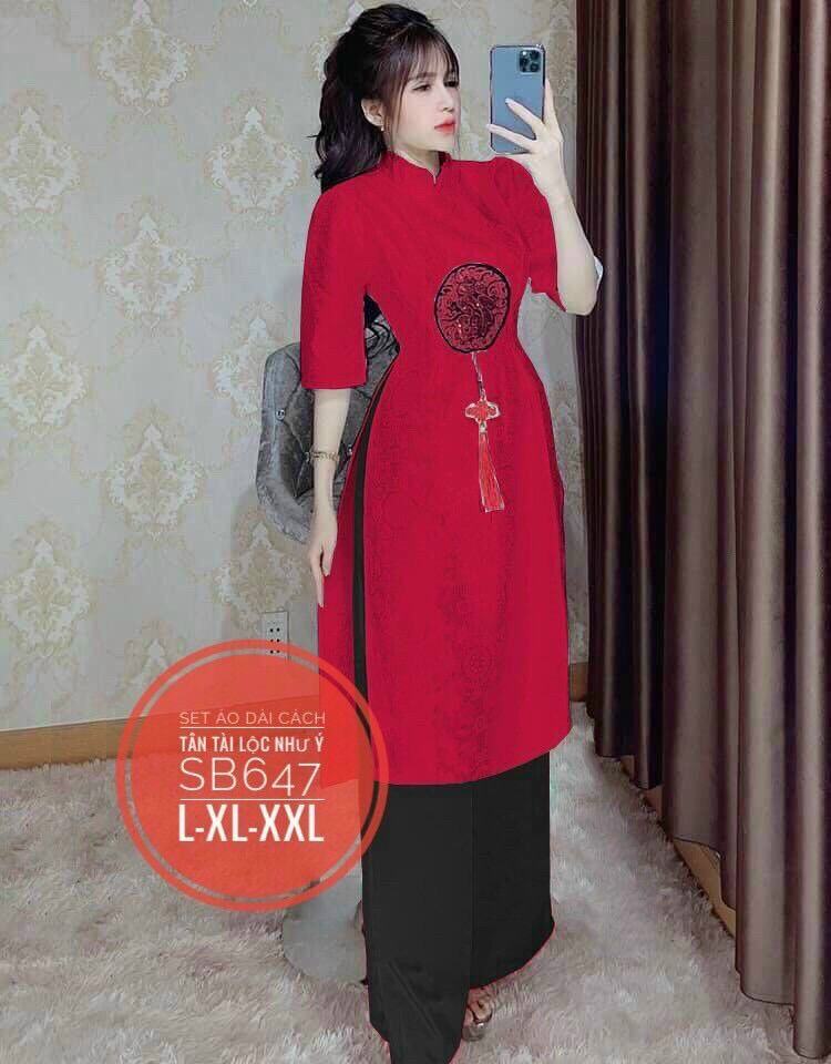 (SHOP TÁO ĐỎ BIGSIZE 50KG ĐẾN 90KG) áo dài cách tân quần đen AD04