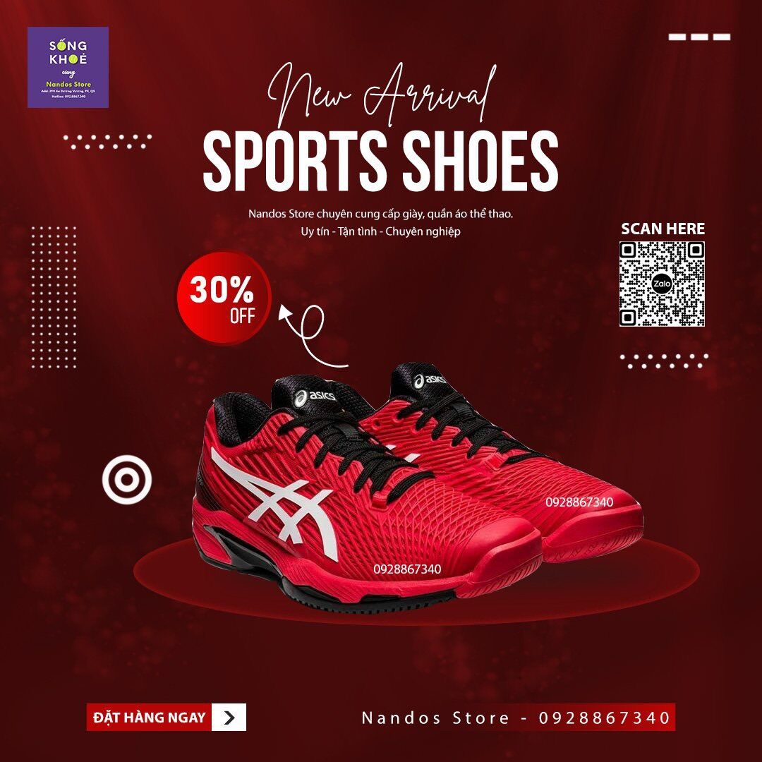 Nandos store-Giày tennis phiên bản mới speed Red 2022