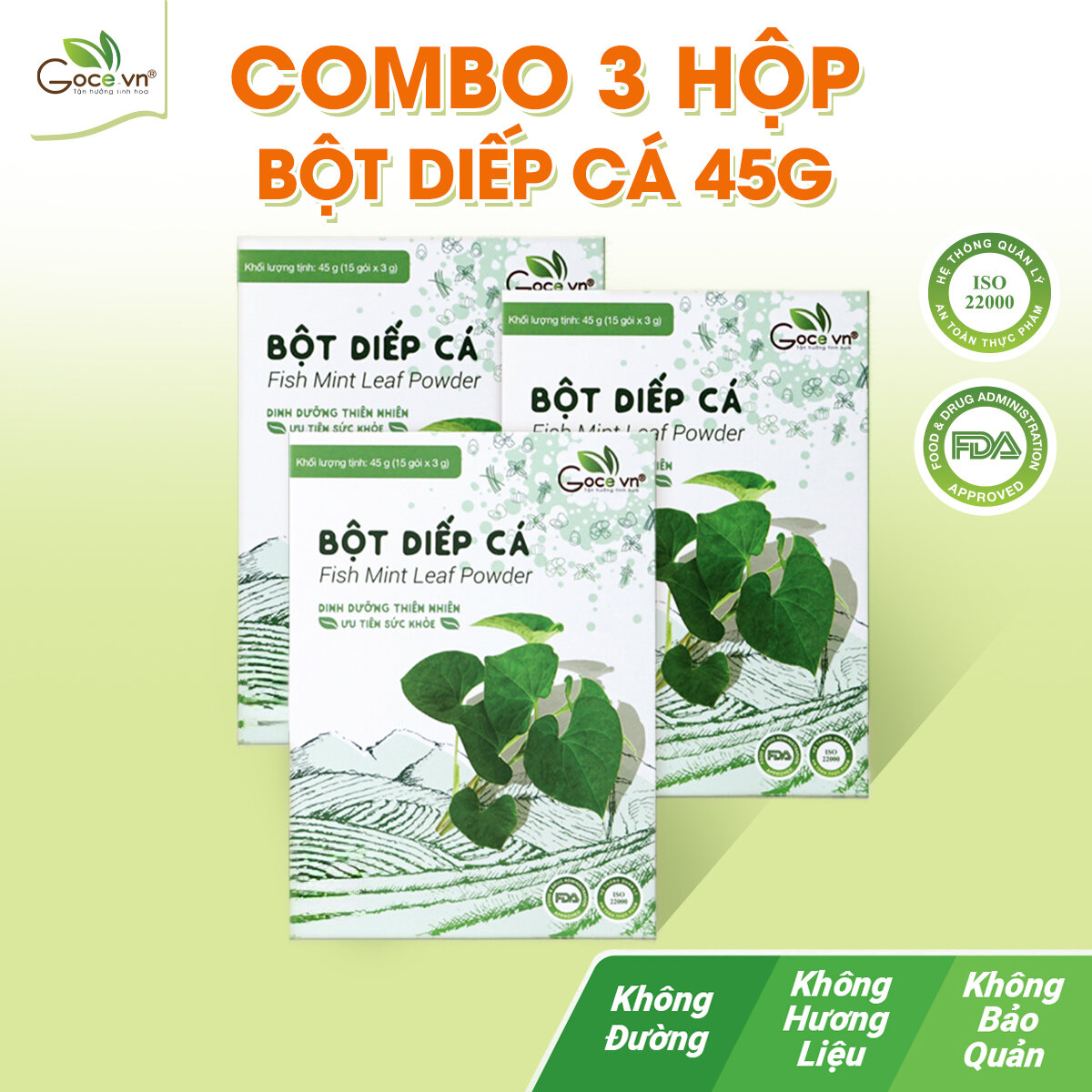 Combo 3 hộp Bột diếp cá Goce ST - 3x45g