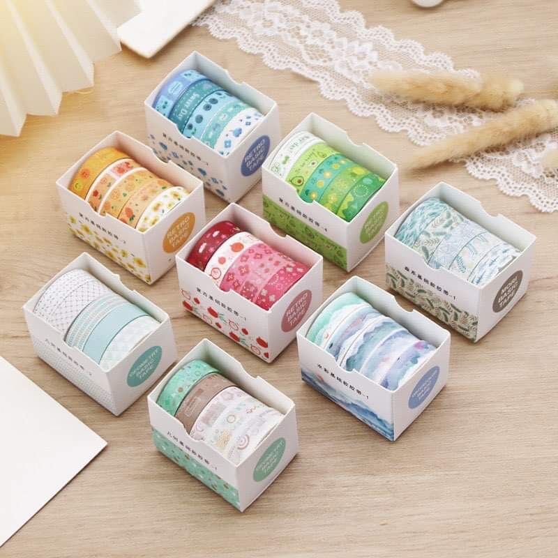 Combo sổ lò xo washi hộp bút