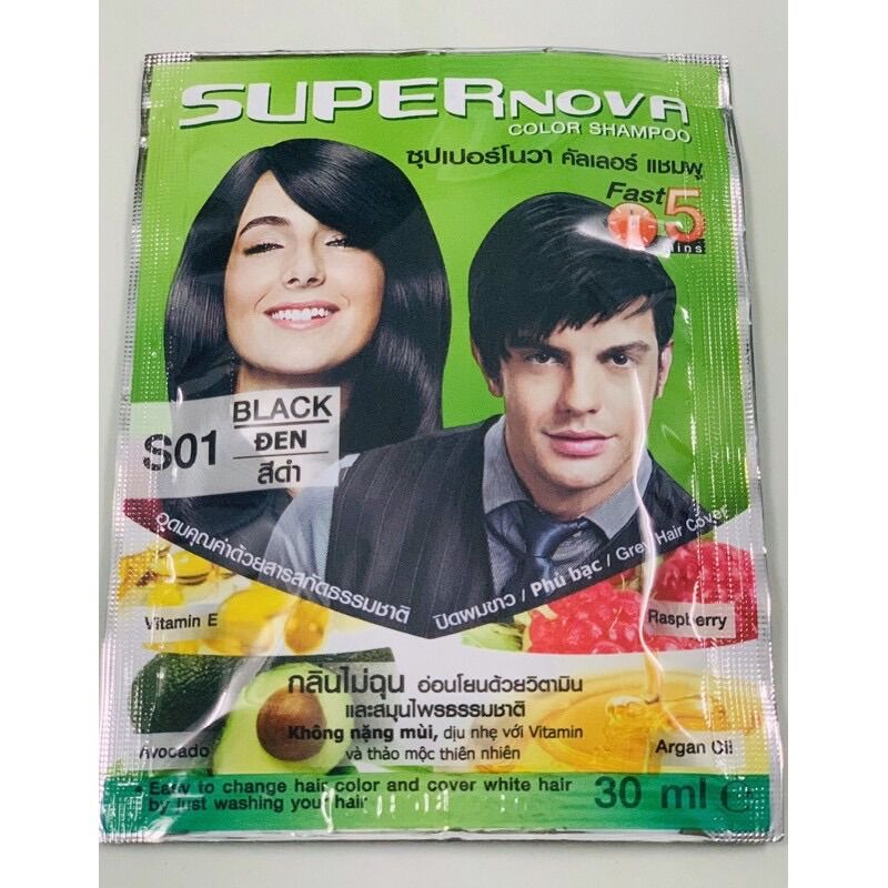 DẦU GỘI LÀ ĐEN SUPERNOVA THÁI LAN ( gói dầu gội lần là đen)có hai màu