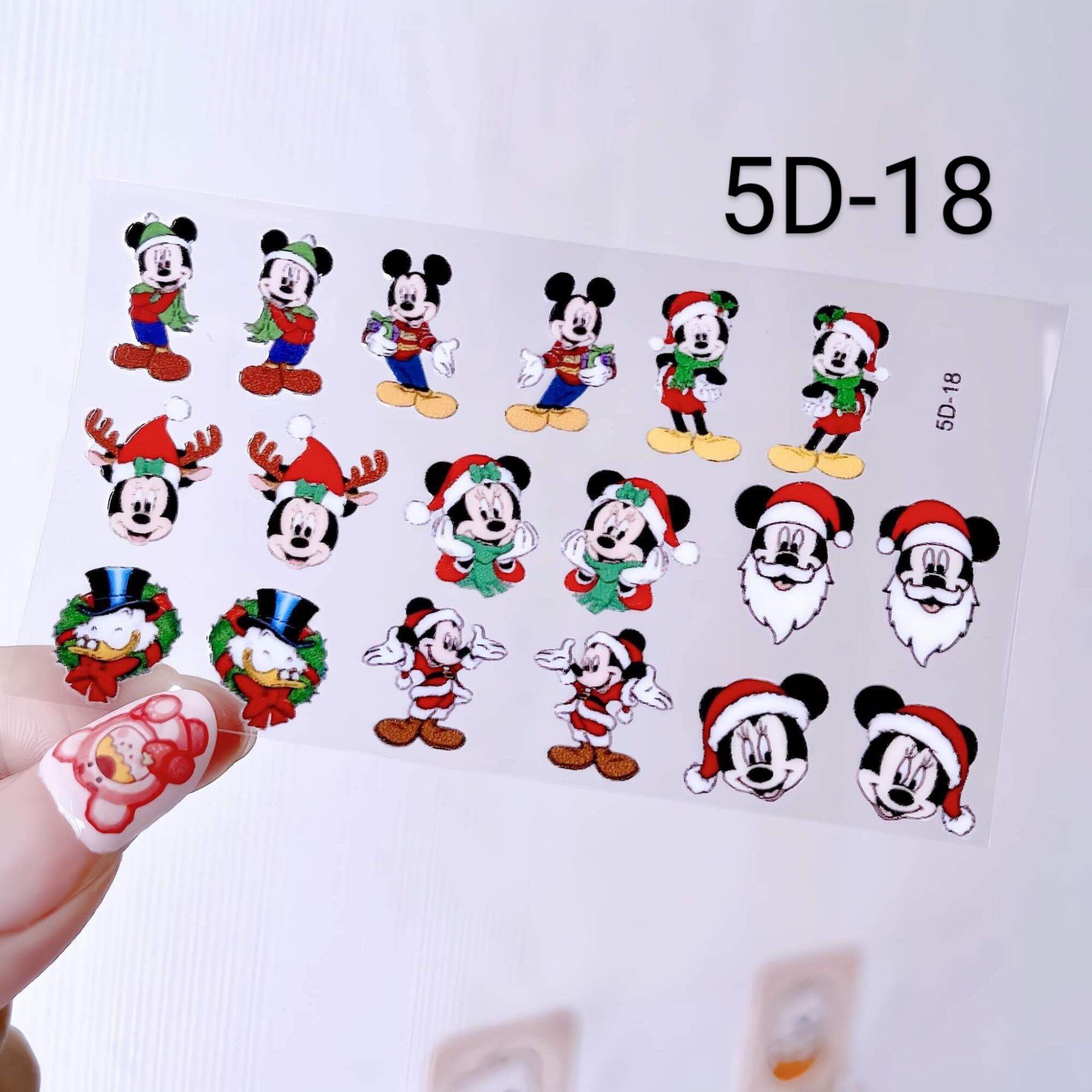 Sticker Tết mẫu mới 5D mẫu hoa mai hoa đào hoạt hình Noel kỳ lân dán nguyên móng
