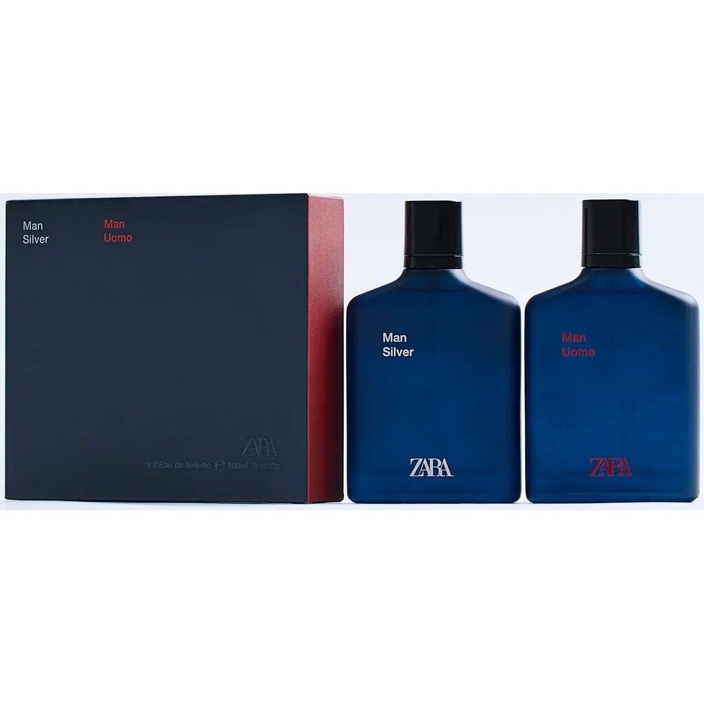 Set Nước hoa nam ZARA MAN SILVER + ZARA MAN UOMO EDT 100 ML (3.4 FL. OZ)