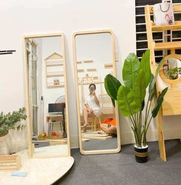 - gương nịnh dáng viền gỗ bo góc 60x170cm - shop_gp