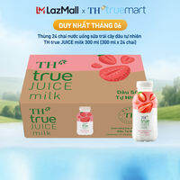 Thùng 24 chai nước uống sữa trái cây TH true JUICE milk dâu tự nhiên 300 ml (300 ml x 24)