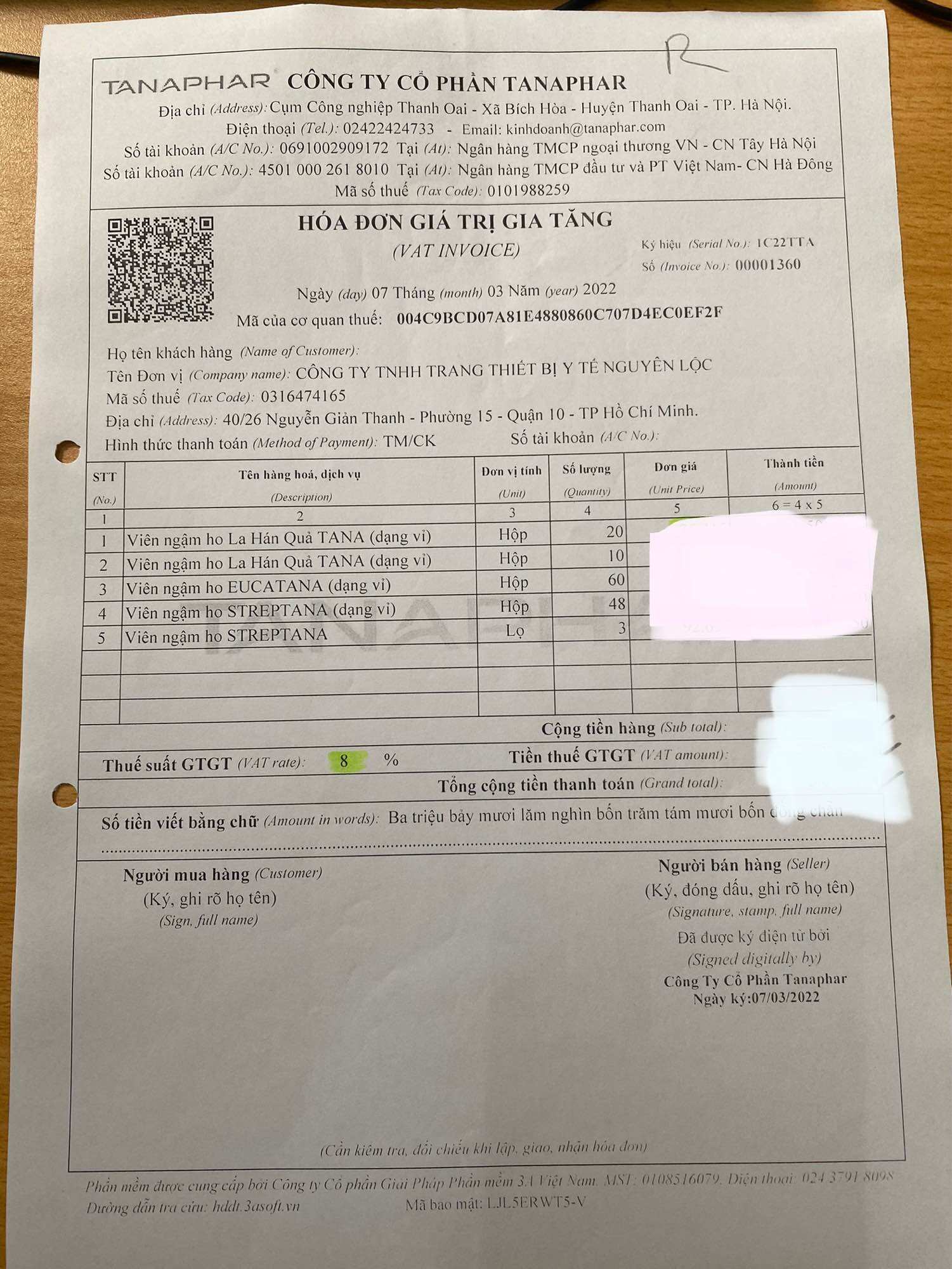 Viên ngậm ho La Hán Quả TANA có đường (Hộp 3 vỉ x 8 viên)