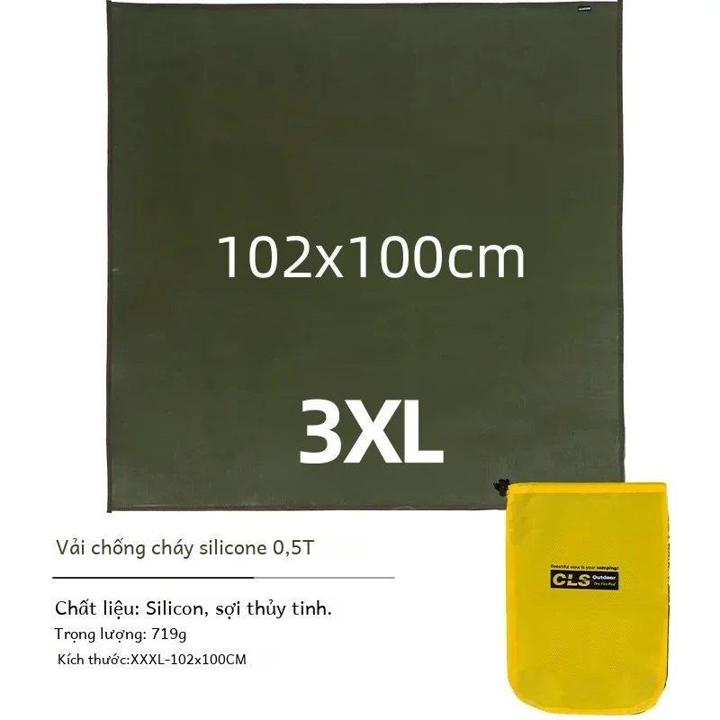 Vải chống cháy thảm cắm trại ngoài trời chống cháy cách nhiệt miếng lót cho dã ngoại nướng chịu nhiệt độ cao sợi thủy tinh