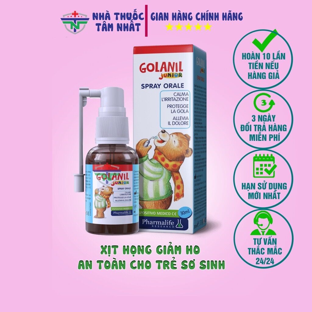 Golanil junior spray xịt họng chiết xuất từ keo ong, giảm ho, nhiệt miệng cho bé