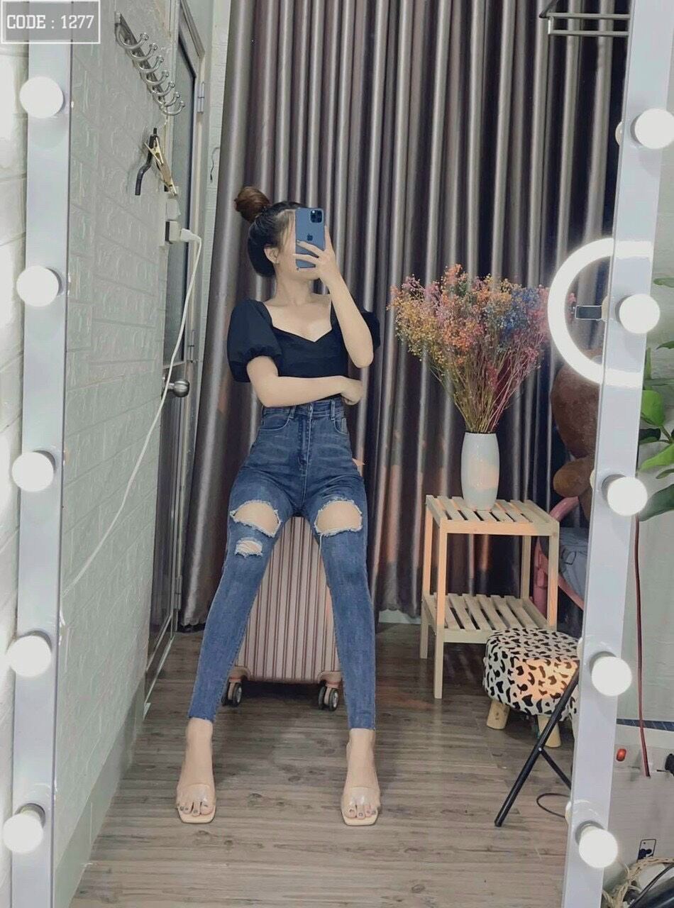 QUẦN JEANS LƯNG CAO CO GIÃN TÔN DÁNG