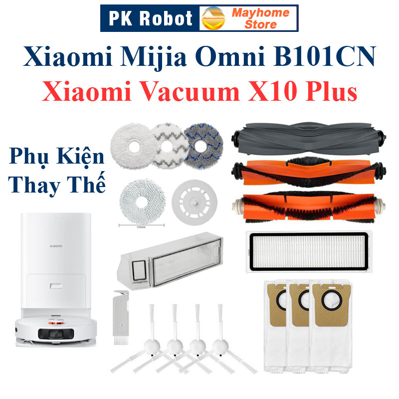 Phụ kiện Xiaomi Mijia Omni B101CN, Xiaomi Vacuum X10 Plus, Chổi cạnh, Bộ lọc hepa, Giẻ Lau, Túi đựng bụi///