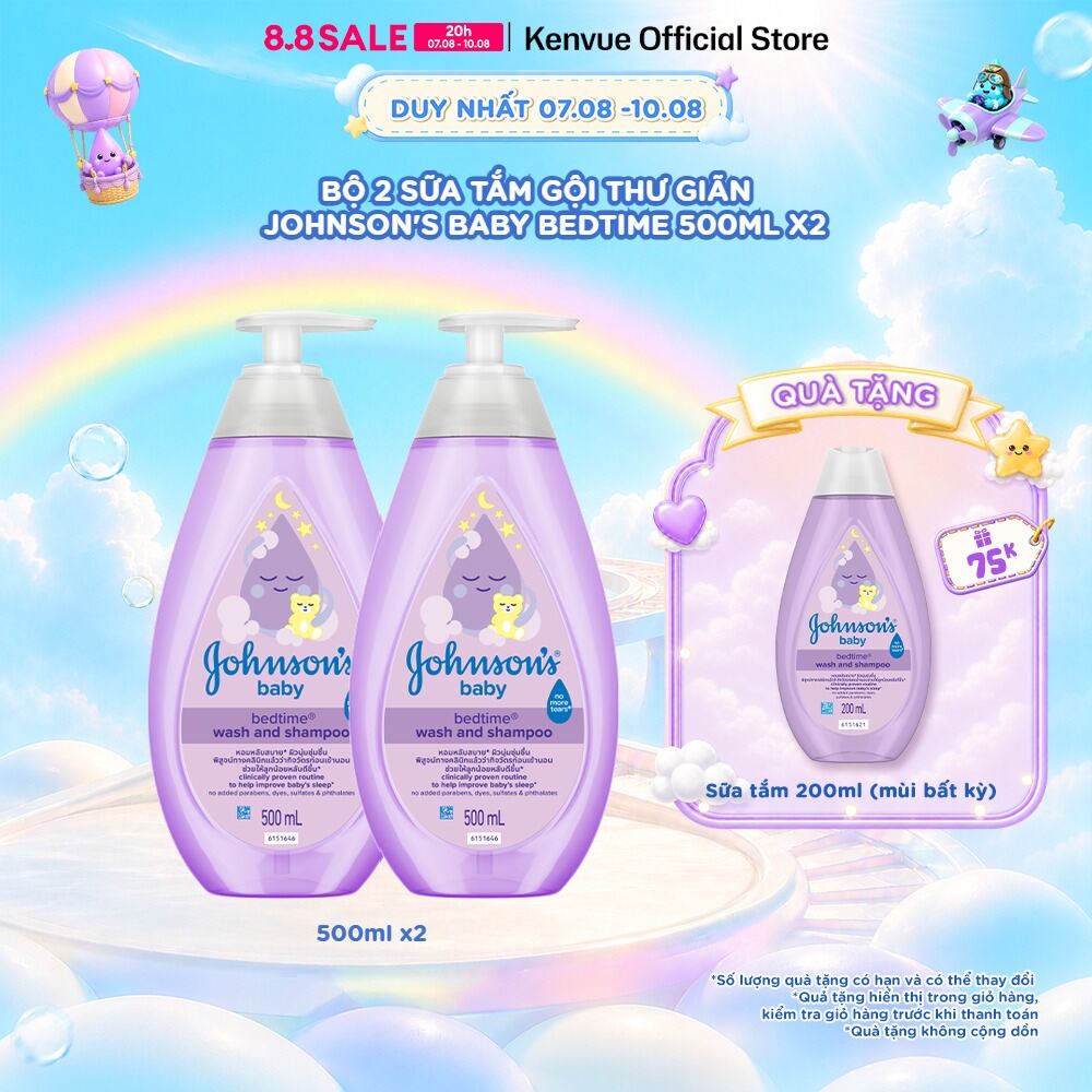 Combo 2 Sữa Tắm Gội Thư Giãn Johnsons Baby Bedtime 500mlx2
