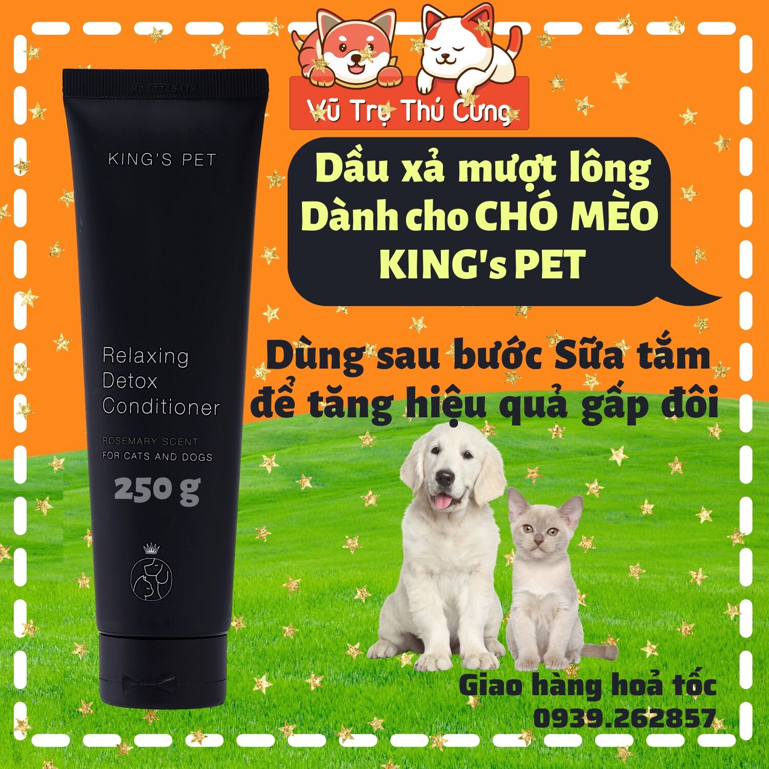 Sữa tắm khử mùi hôi, mượt lông dành cho Chó King's Pet 250g